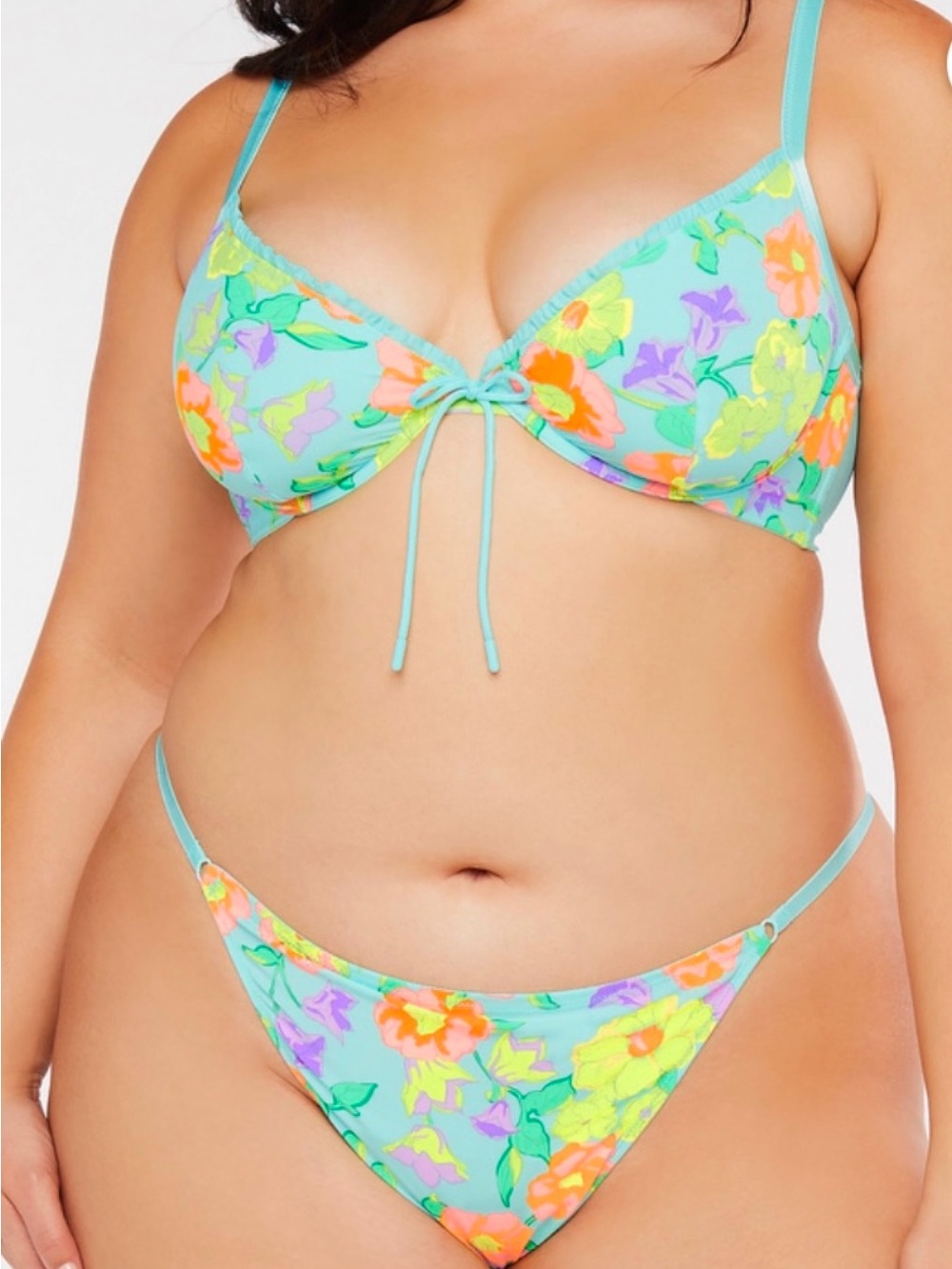 Savage x Fenty FREE SPIRIT FLORAL UNLINED PLUNGE BRA & MATCHING THONG